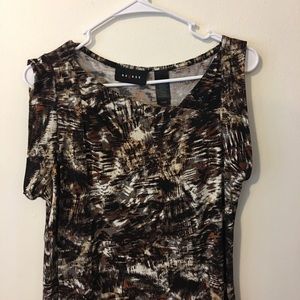 Asymmetrical Collar Brown Dress